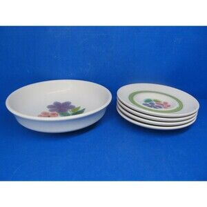 Franciscan Set Of 4 Floral Saucers And 1 Matching 7 1/4" Cereal Bowl VGC